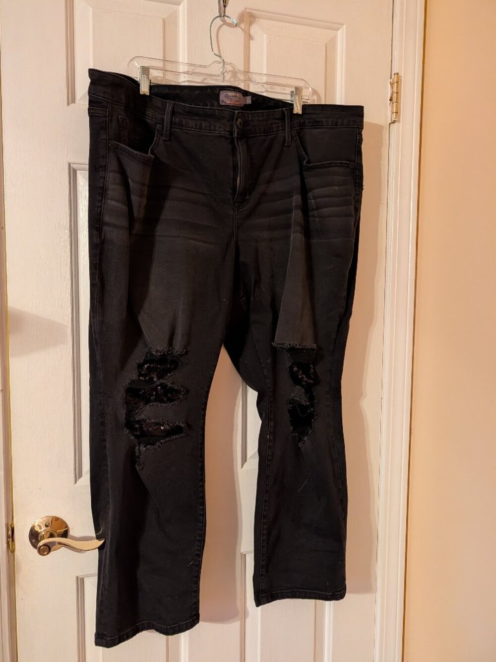 Torrid Boyfriend Straight Vintage Stretch Distressed Jeans w/ Sequins ~ 22S